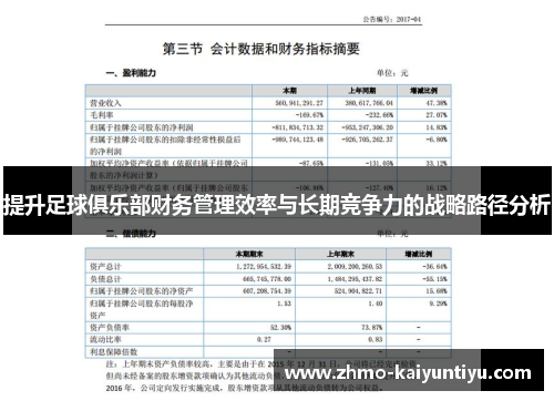 提升足球俱乐部财务管理效率与长期竞争力的战略路径分析